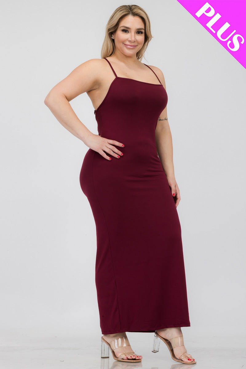 Plus Size Crisscross Back Split Thigh Maxi Dress (CAPELLA) - sku-46365921706272 - Love it Curvy