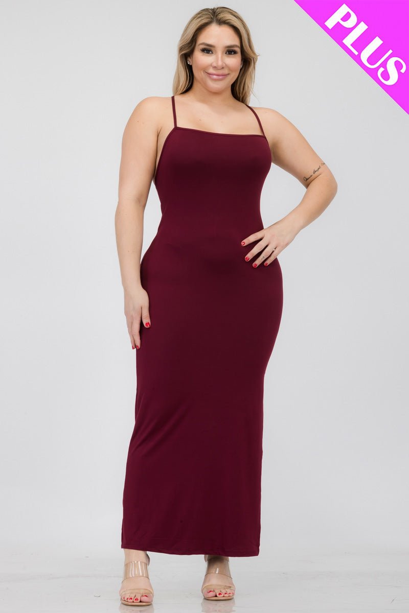 Plus Size Crisscross Back Split Thigh Maxi Dress (CAPELLA) - sku-46365921706272 - Love it Curvy