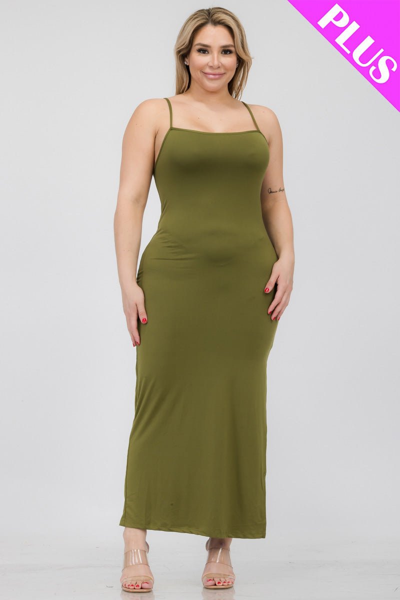 Plus Size Crisscross Back Split Thigh Maxi Dress (CAPELLA) - sku-46365922132256 - Love it Curvy