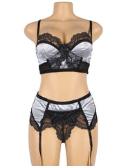 Plus Size Delicate Mesh Underwire Bra Set - R80093P-1 - Love it Curvy