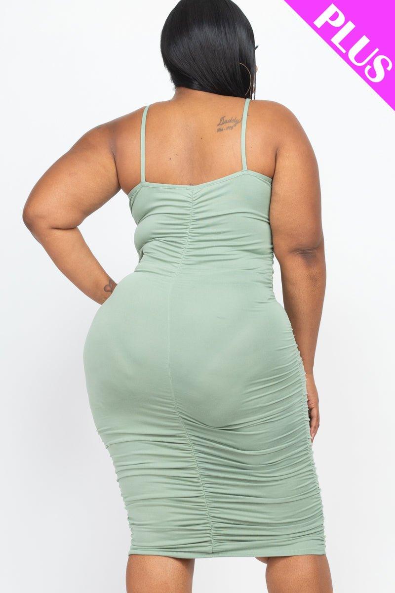 Plus Size Front&Back Double Ruched Dress (CAPELLA) - sku-46375502315808 - Love it Curvy