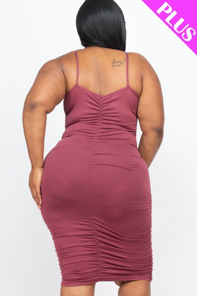 Plus Size Front&Back Double Ruched Dress (CAPELLA) - sku-46375502446880 - Love it Curvy