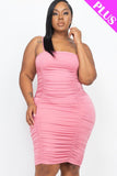 Plus Size Front&Back Double Ruched Dress (CAPELLA) - sku-46375502577952 - Love it Curvy