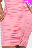 Plus Size Front&Back Double Ruched Dress (CAPELLA) - sku-46375502577952 - Love it Curvy