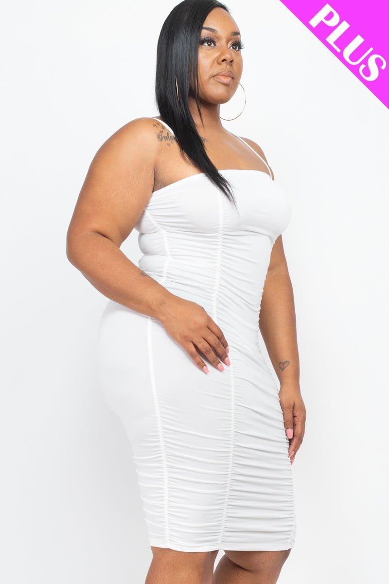 Plus Size Front&Back Double Ruched Dress (CAPELLA) - sku-46375502709024 - Love it Curvy