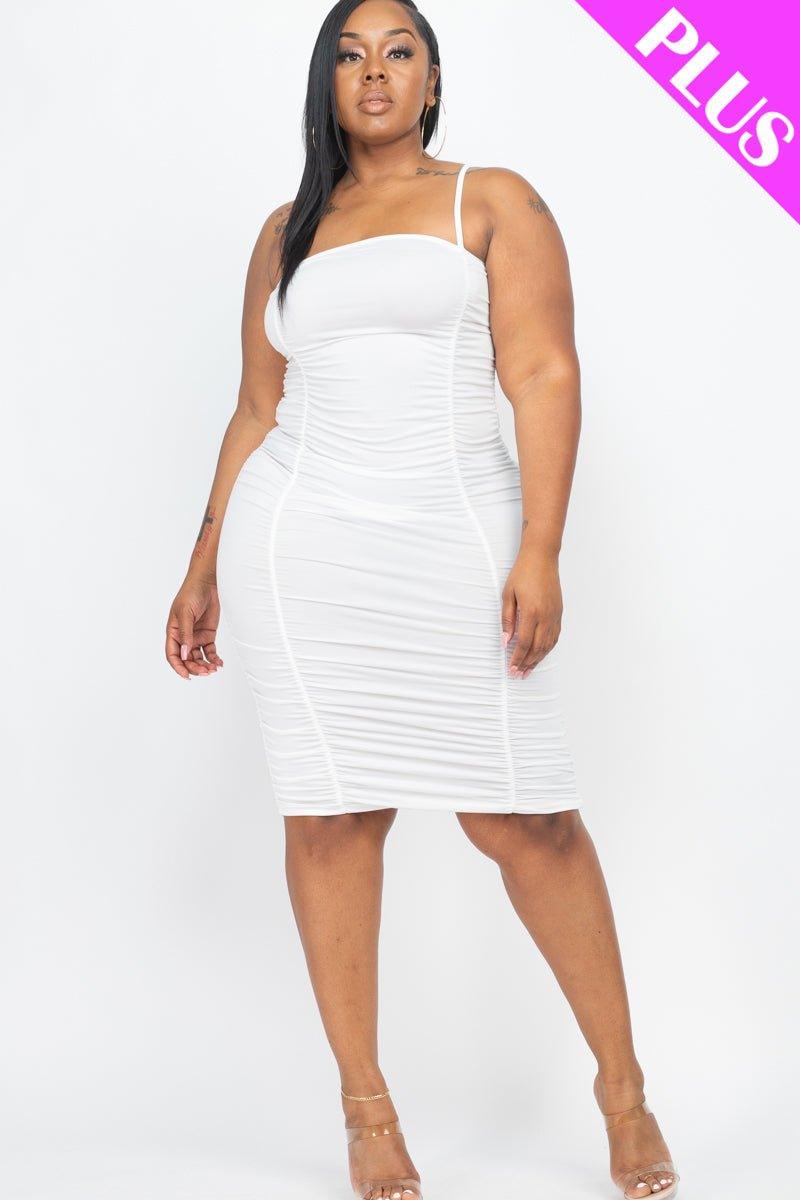 Plus Size Front&Back Double Ruched Dress (CAPELLA) - sku-46375502709024 - Love it Curvy