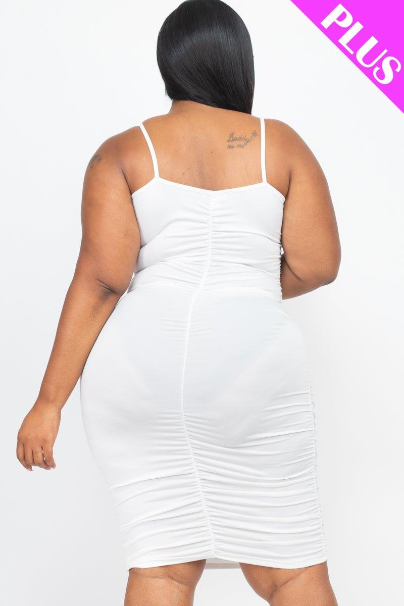 Plus Size Front&Back Double Ruched Dress (CAPELLA) - sku-46375502709024 - Love it Curvy