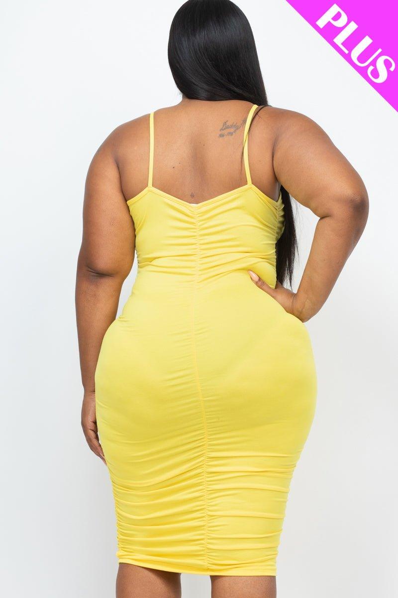 Plus Size Front&Back Double Ruched Dress (CAPELLA) - sku-46375502938400 - Love it Curvy