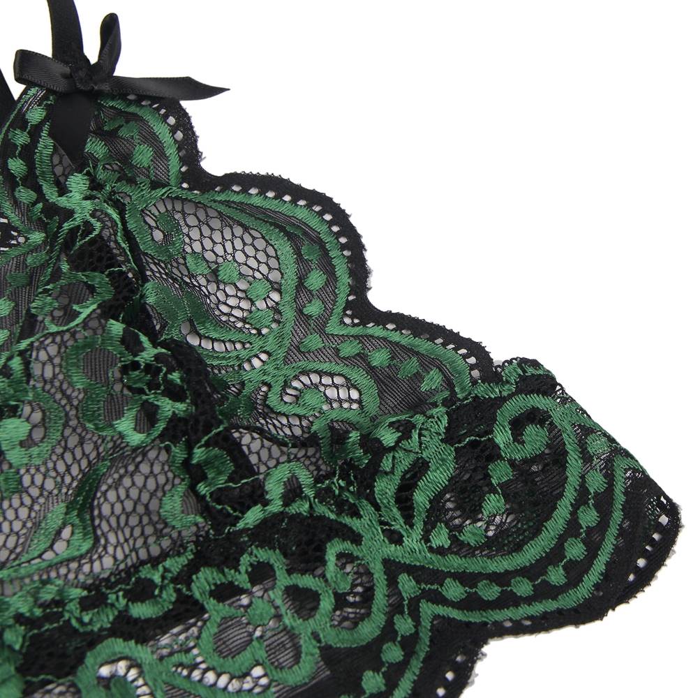 Plus Size High Quality Green Lace Cross Strap Decoration Sexy Bra Set - R81047-4P - Love it Curvy