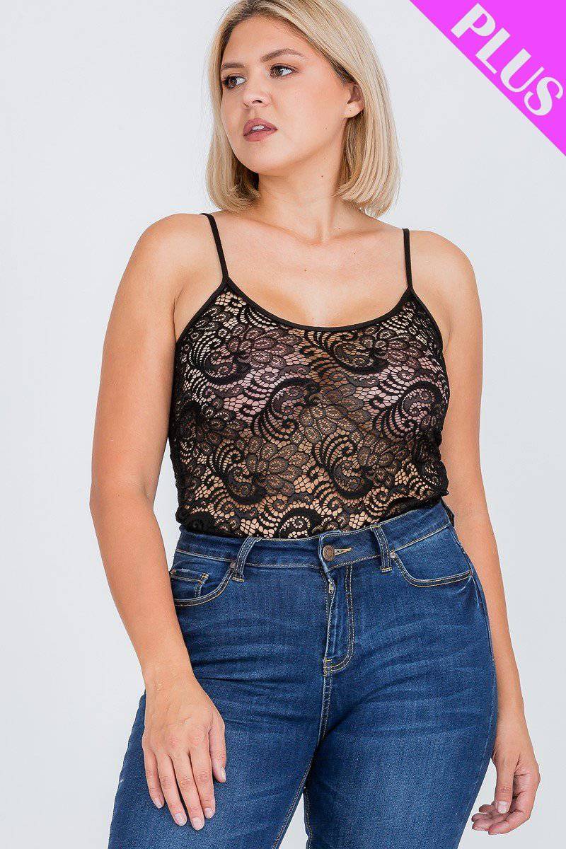 Plus Size Lace Cami Bodysuit - Love it Curvy