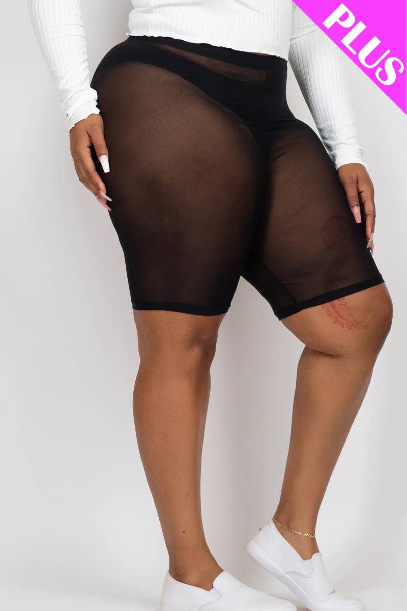 Plus Size Mesh Biker Shorts - Love it Curvy