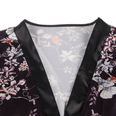 Plus Size Printing Silk Long Sleeves Sleepwear with Thong - R81102P-1245-OHY - Love it Curvy