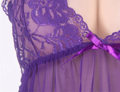 Plus Size Purple Halter Transparent Babydoll - R70098-1P-0002-LUVC - Love it Curvy