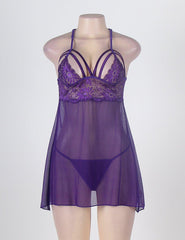 Plus Size Purple Springtime Babydoll Set - R80300P - Love it Curvy