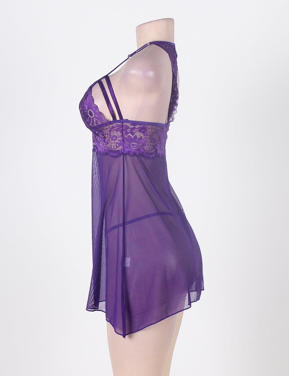 Plus Size Purple Springtime Babydoll Set - R80300P - Love it Curvy