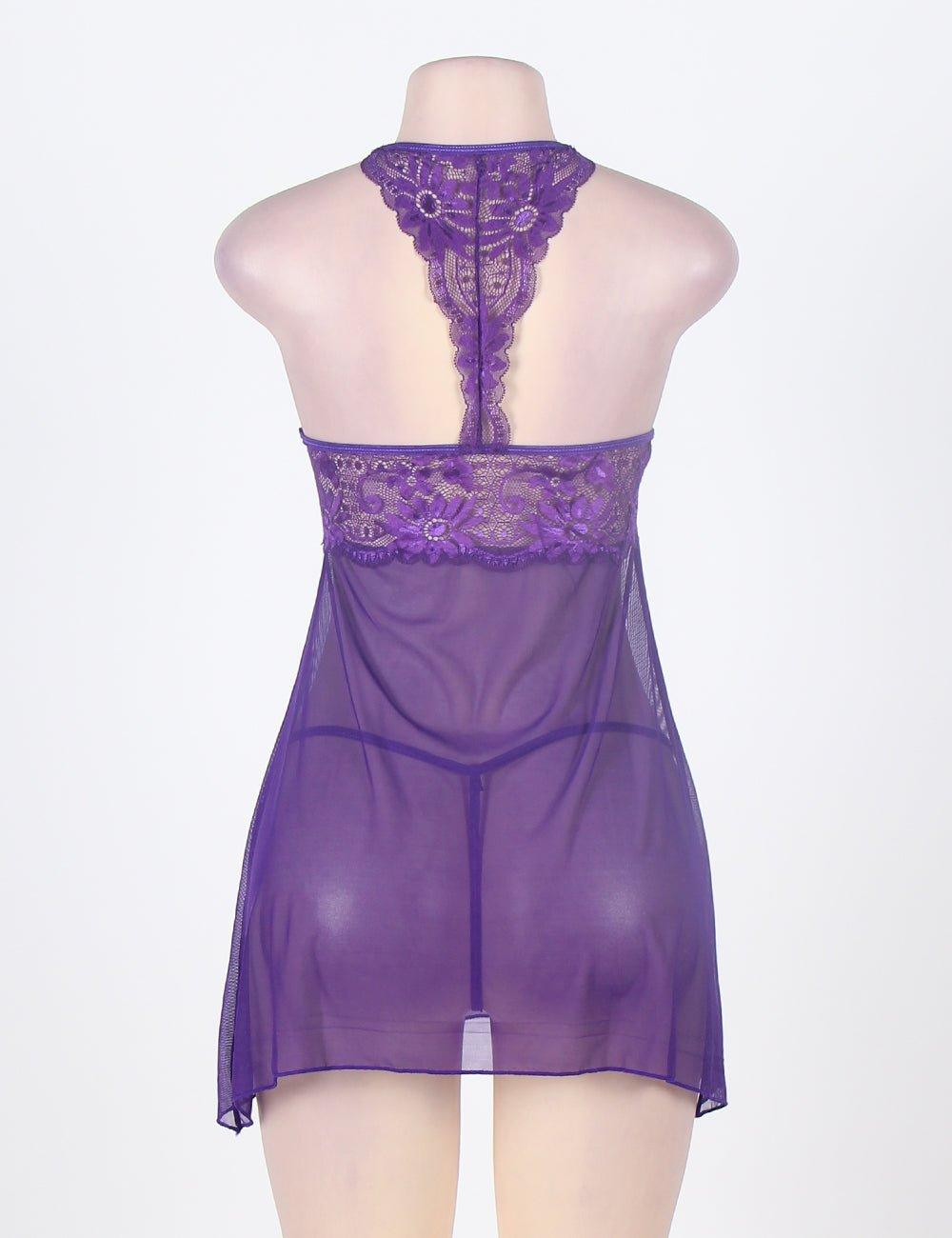 Plus Size Purple Springtime Babydoll Set - R80300P - Love it Curvy