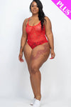 Plus Size Red Lace Cami Bodysuit - Love it Curvy