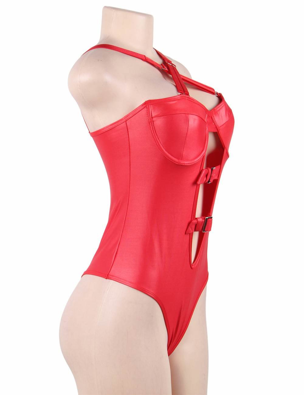 Plus Size Red Leather Women Sexy Teddy - R80620-2P-1 - Love it Curvy