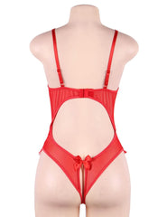 Plus Size Red Open Cup Crotchless One-Piece Teddy - R80922-2P-3 - Love it Curvy