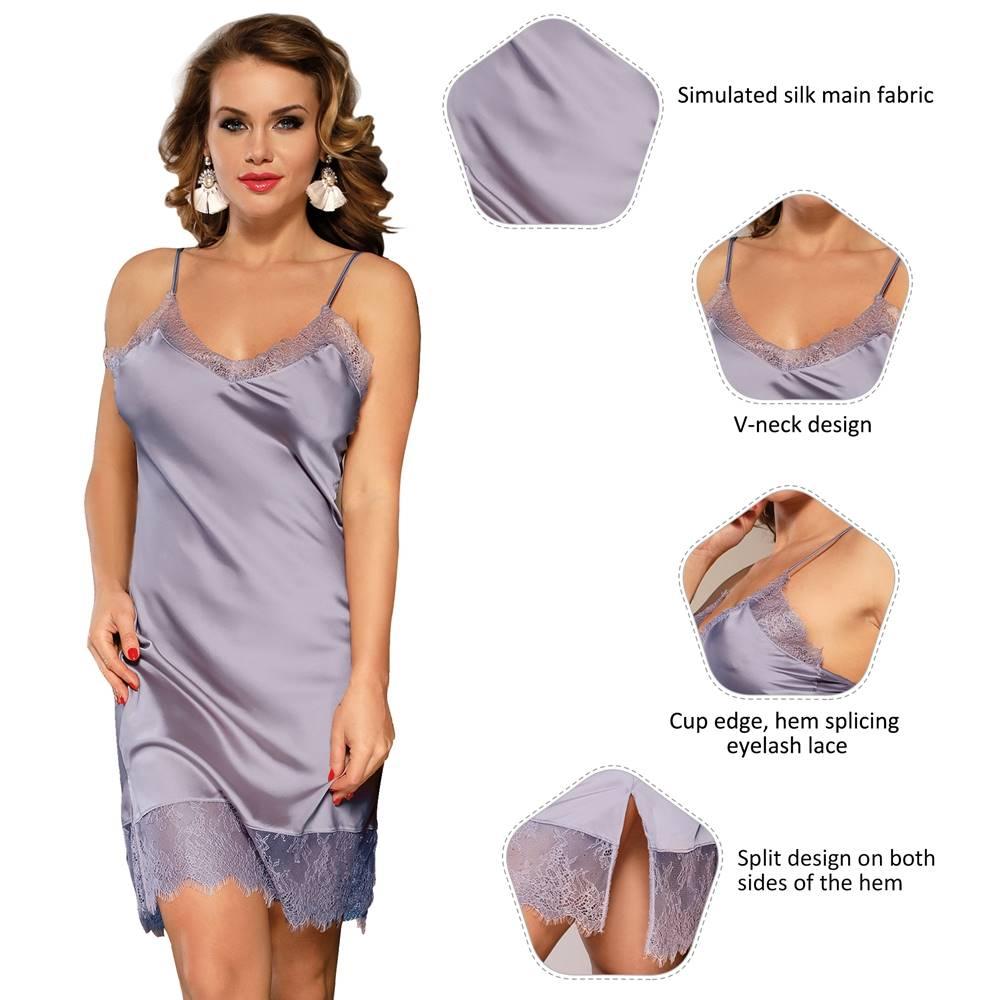 Plus Size Sexy Fashion Silk Satin Lace High Quality Women Pajama - R80772-4P-1 - Love it Curvy