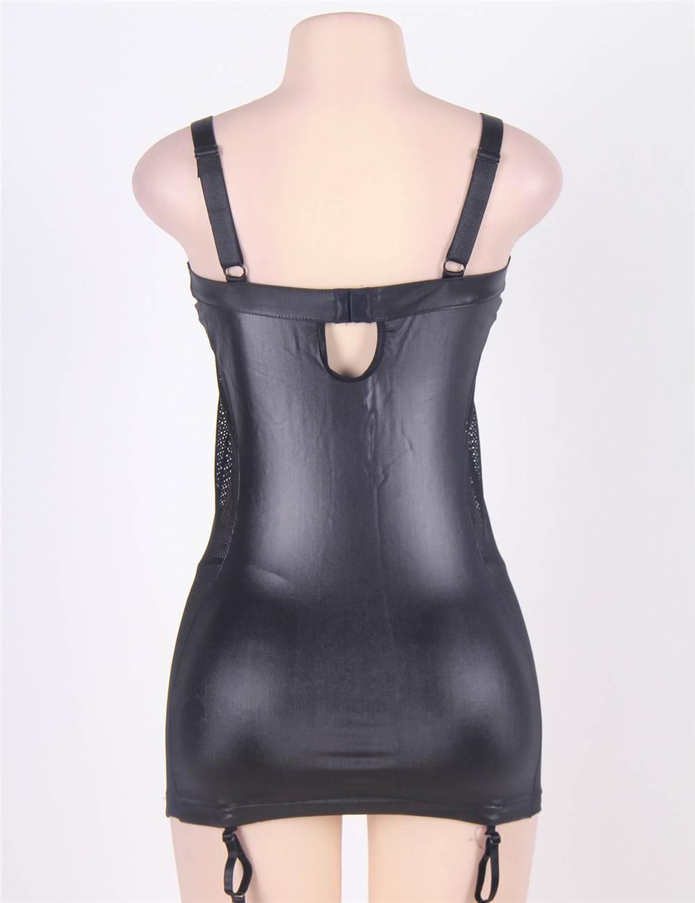 Plus size sexy leather dress - R7859P-1122-LUVC - Love it Curvy