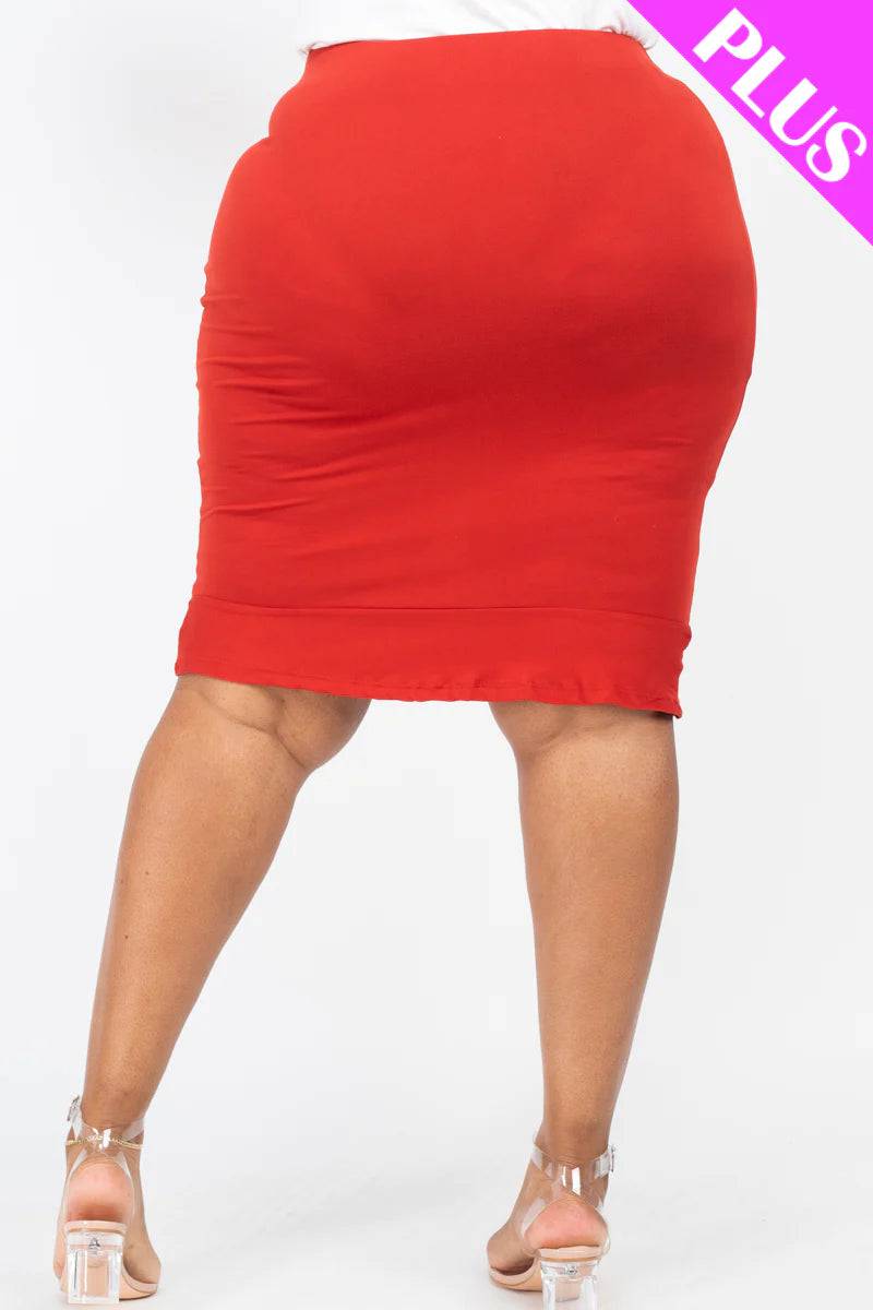 Plus Size Solid Ruffled Pencil Skirt - BS2174X-2XL - Love it Curvy