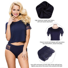 Plus Size Stretchy Modal Casual Sleepwear Two-piece set - R80867P-1 - Love it Curvy