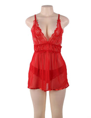 Plus Size The Best Trendy Red Backless Fly-away Babydoll - R80641-2P - Love it Curvy