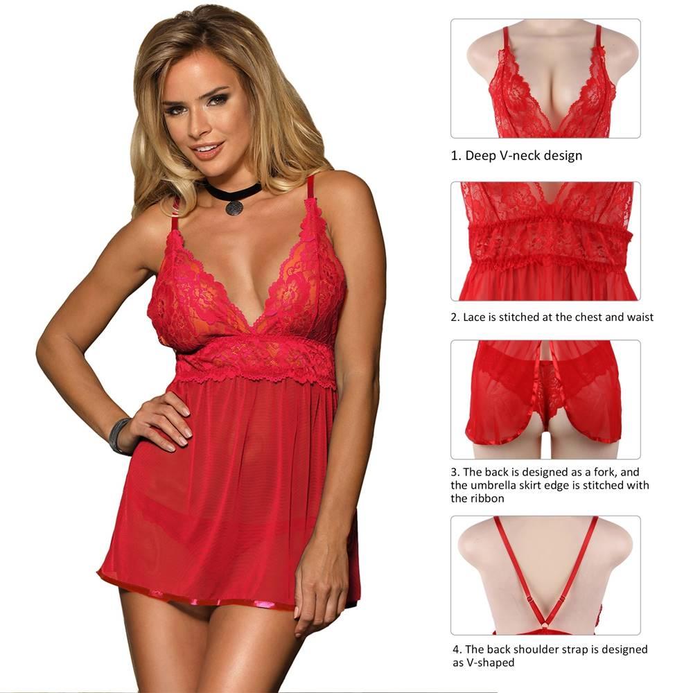 Plus Size The Best Trendy Red Backless Fly-away Babydoll - R80641-2P - Love it Curvy