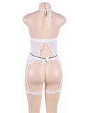 Plus Size White Sheer Mesh Babydoll Lingerie Set - R73562P-1348-OHY - Love it Curvy