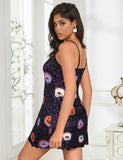 Purple Print Suspender Home Wear Pajama - R81258-2 - Love it Curvy