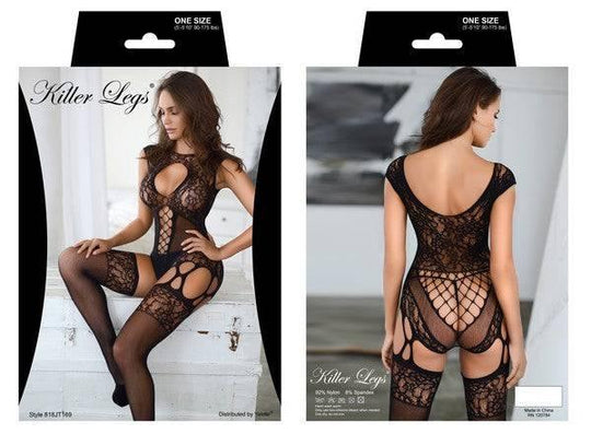 Queen of Hearts Crotchless Fishnet Bodystocking - Love it Curvy