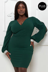 Rhinestone Cuffs Plus Size Mini Dress - 57997.1XL - Love it Curvy