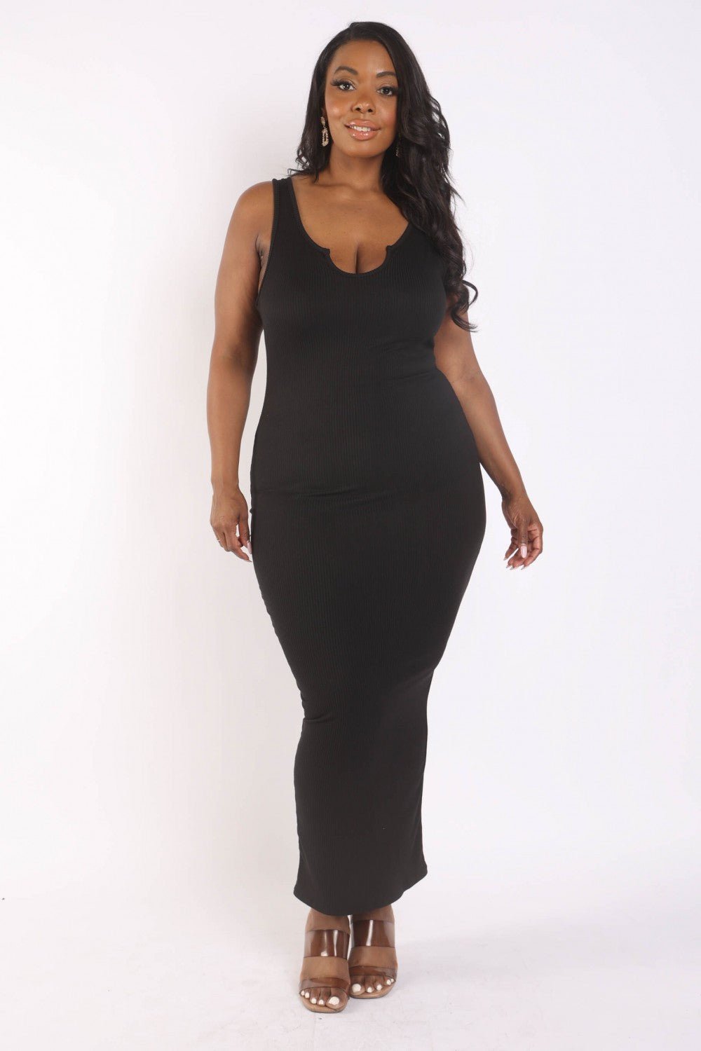 Ribbed Tank Maxi Dress - 56846b.1XL - Love it Curvy