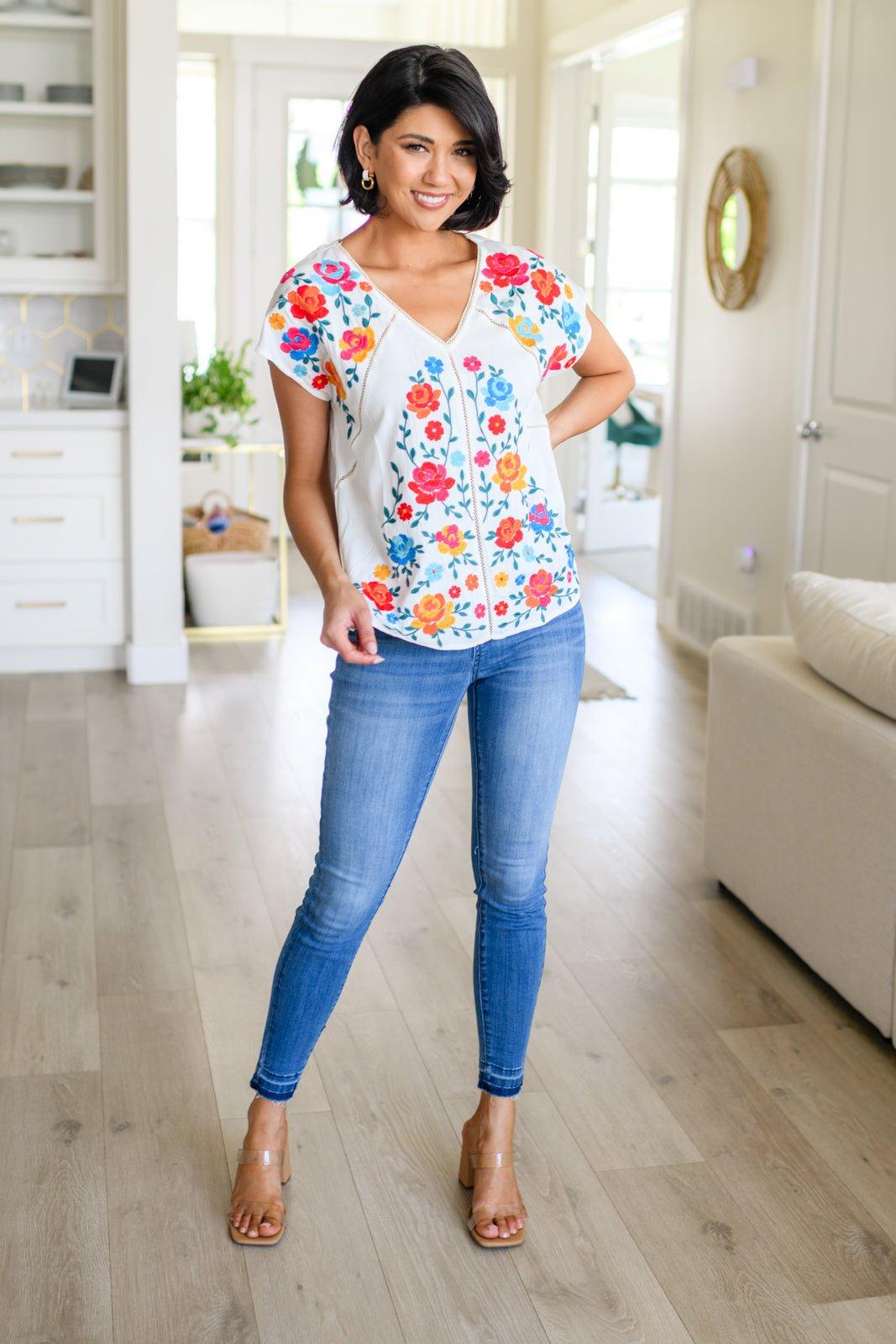 Rose Garden Embroidered Blouse - AS6321-01 - Love it Curvy