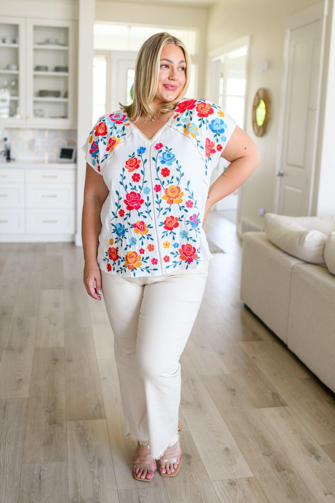 Rose Garden Embroidered Blouse - AS6321-01 - Love it Curvy