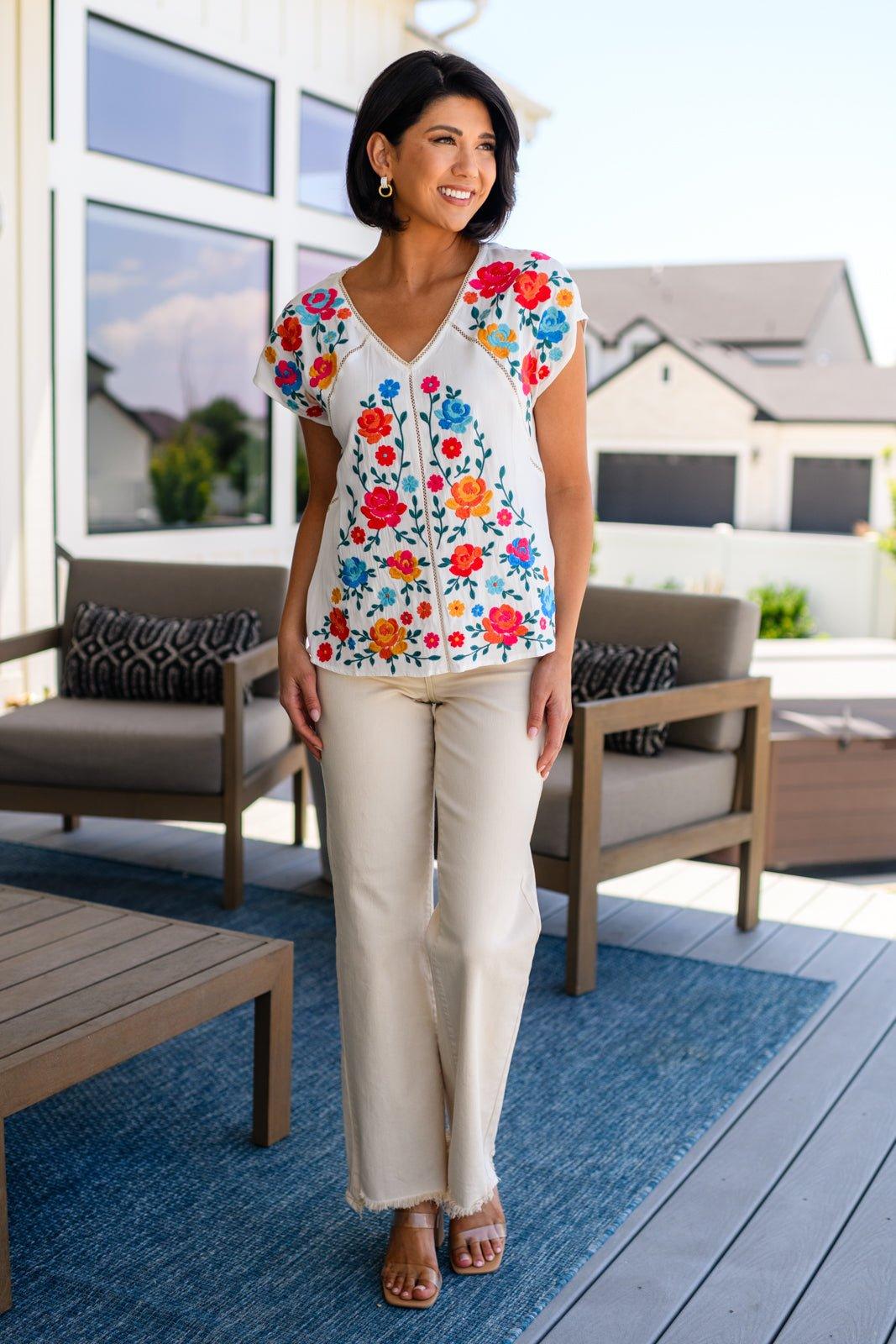 Rose Garden Embroidered Blouse - AS6321-01 - Love it Curvy