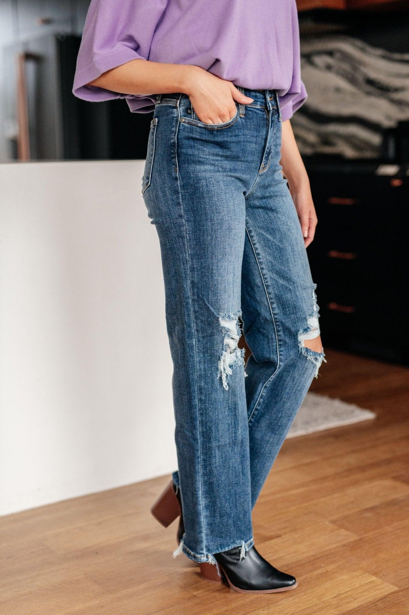 Rose High Rise 90's Straight Jeans in Dark Wash - AS7490-01 - Love it Curvy