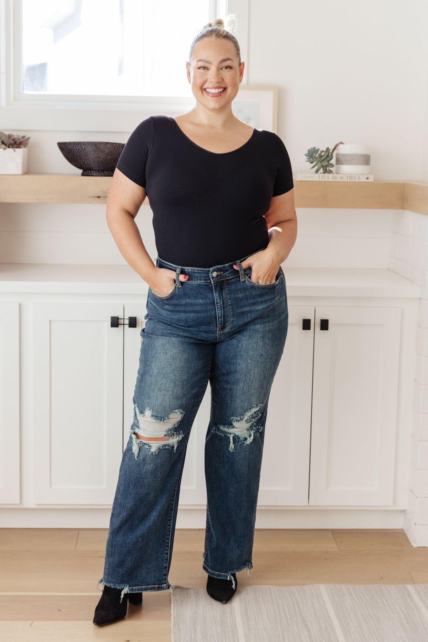 Rose High Rise 90's Straight Jeans in Dark Wash - AS7490-01 - Love it Curvy