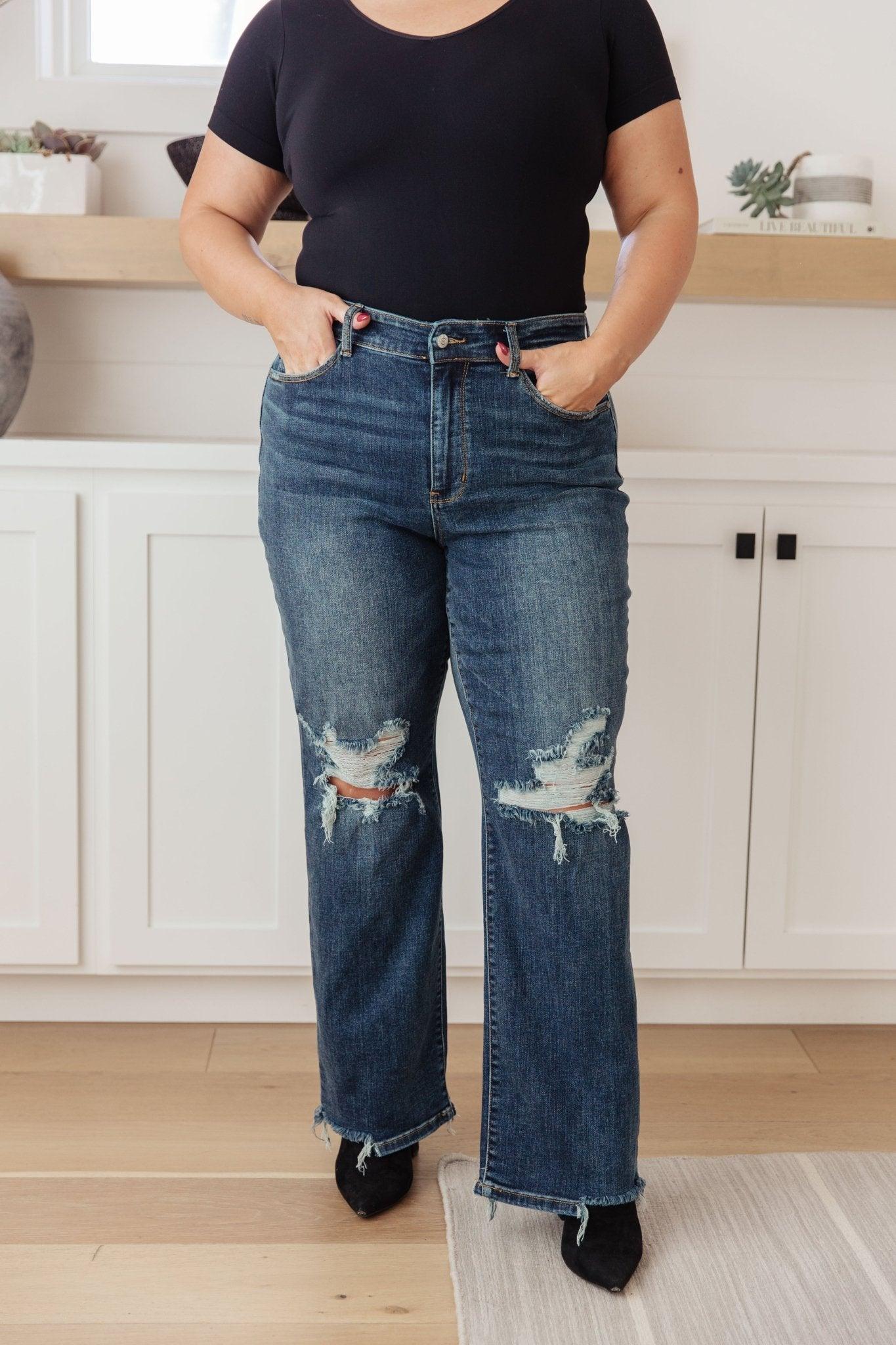 Rose High Rise 90's Straight Jeans in Dark Wash - AS7490-01 - Love it Curvy