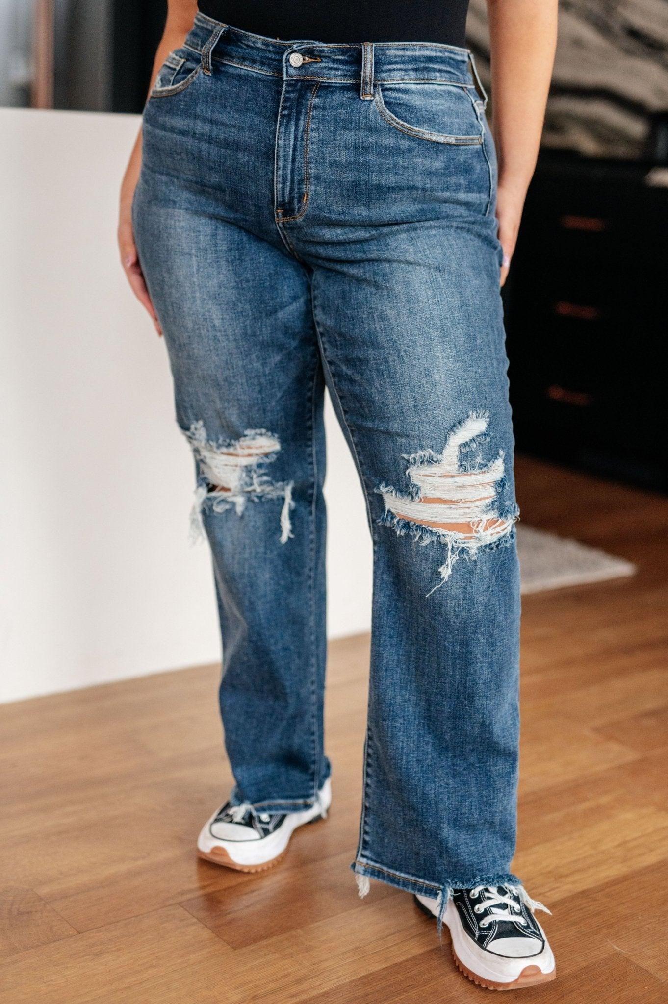 Rose High Rise 90's Straight Jeans in Dark Wash - AS7490-01 - Love it Curvy