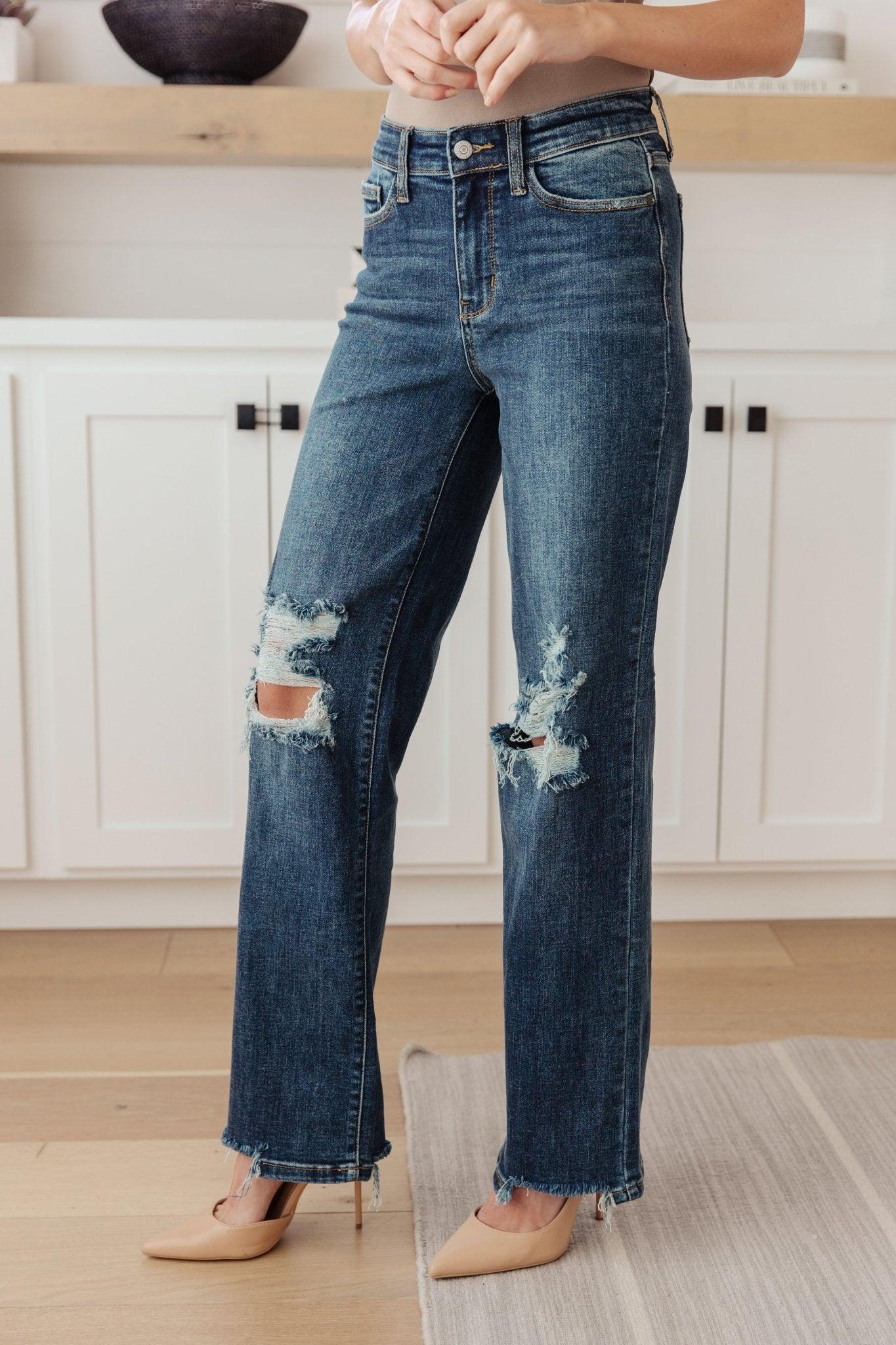 Rose High Rise 90's Straight Jeans in Dark Wash - AS7490-01 - Love it Curvy