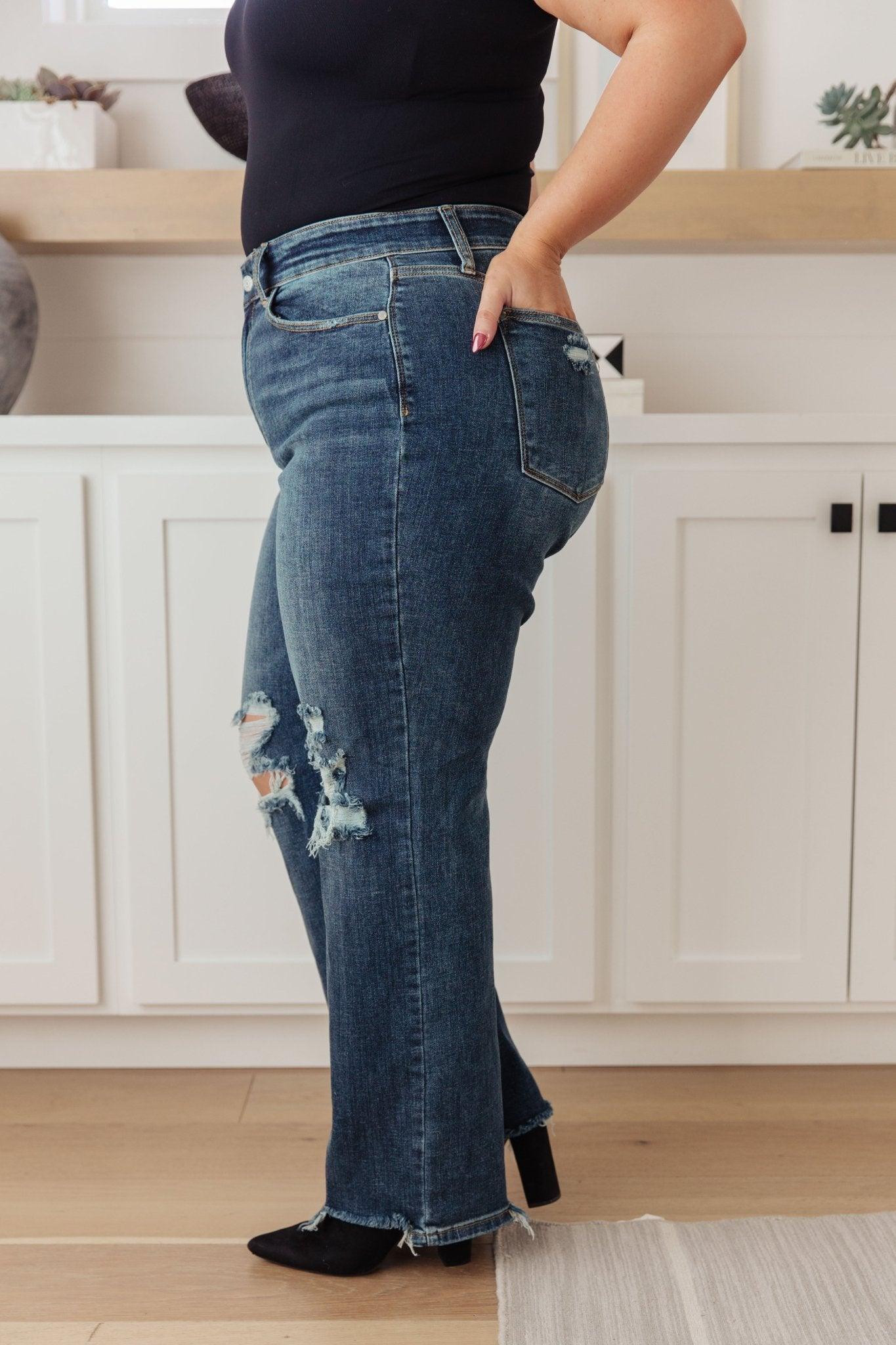 Rose High Rise 90's Straight Jeans in Dark Wash - AS7490-01 - Love it Curvy