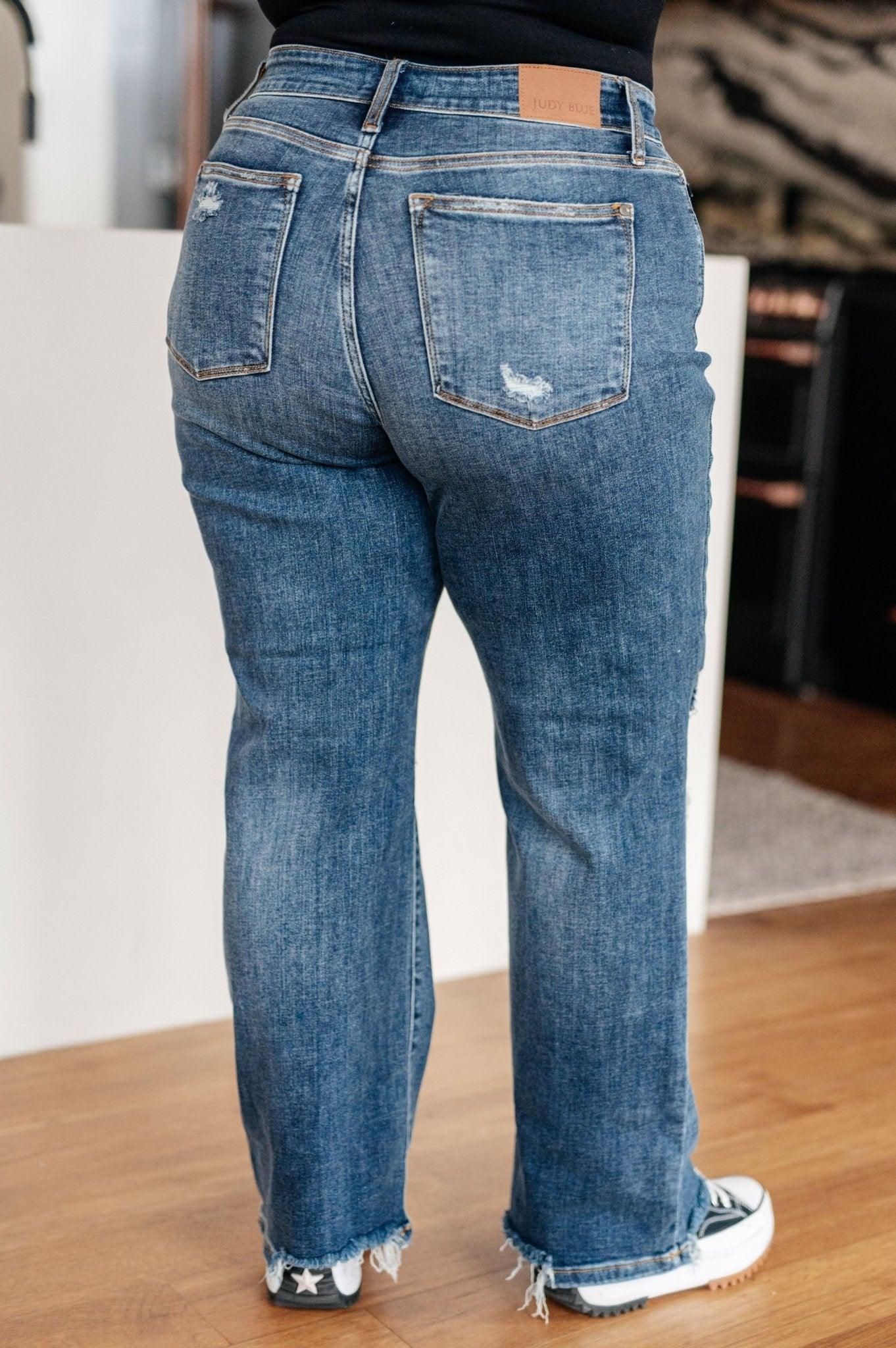 Rose High Rise 90's Straight Jeans in Dark Wash - AS7490-01 - Love it Curvy