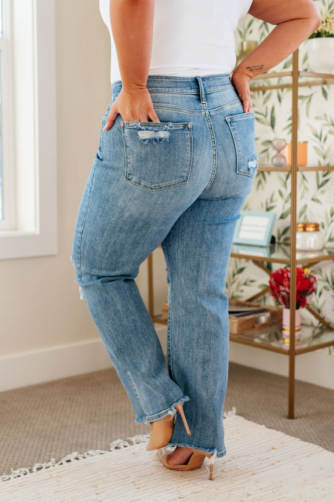 Rose High Rise 90's Straight Jeans in Light Wash - AS5024-1 - Love it Curvy