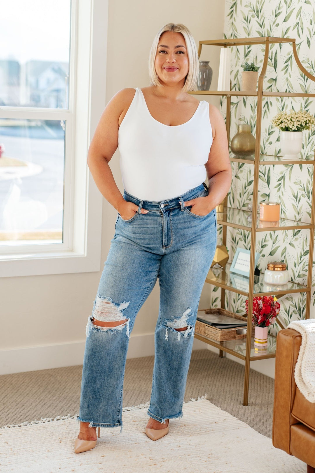 Rose High Rise 90's Straight Jeans in Light Wash - AS5024-1 - Love it Curvy