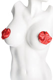 Round sequin pasties with satin bow (1748) - 1748-RED-OS - Love it Curvy