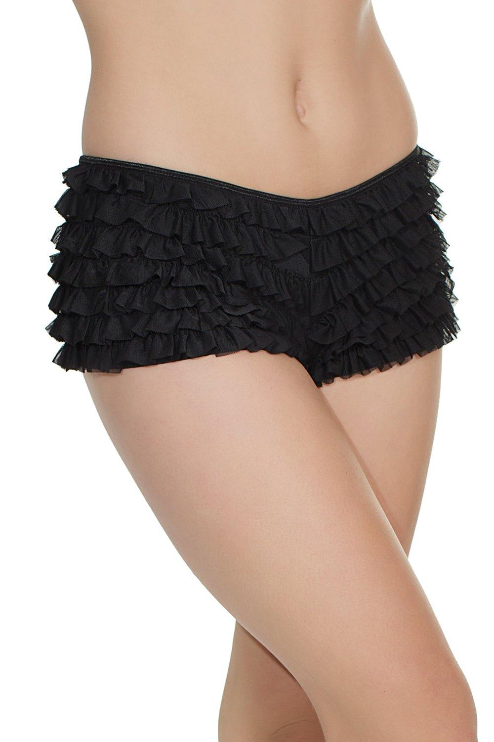 Ruffle Shorts with Back Bow Detail (114) - 114-BLK-OS - Love it Curvy