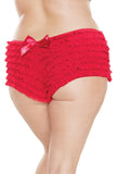 Ruffle Shorts with Back Bow Detail (114) - 114-BLU-OS - Love it Curvy