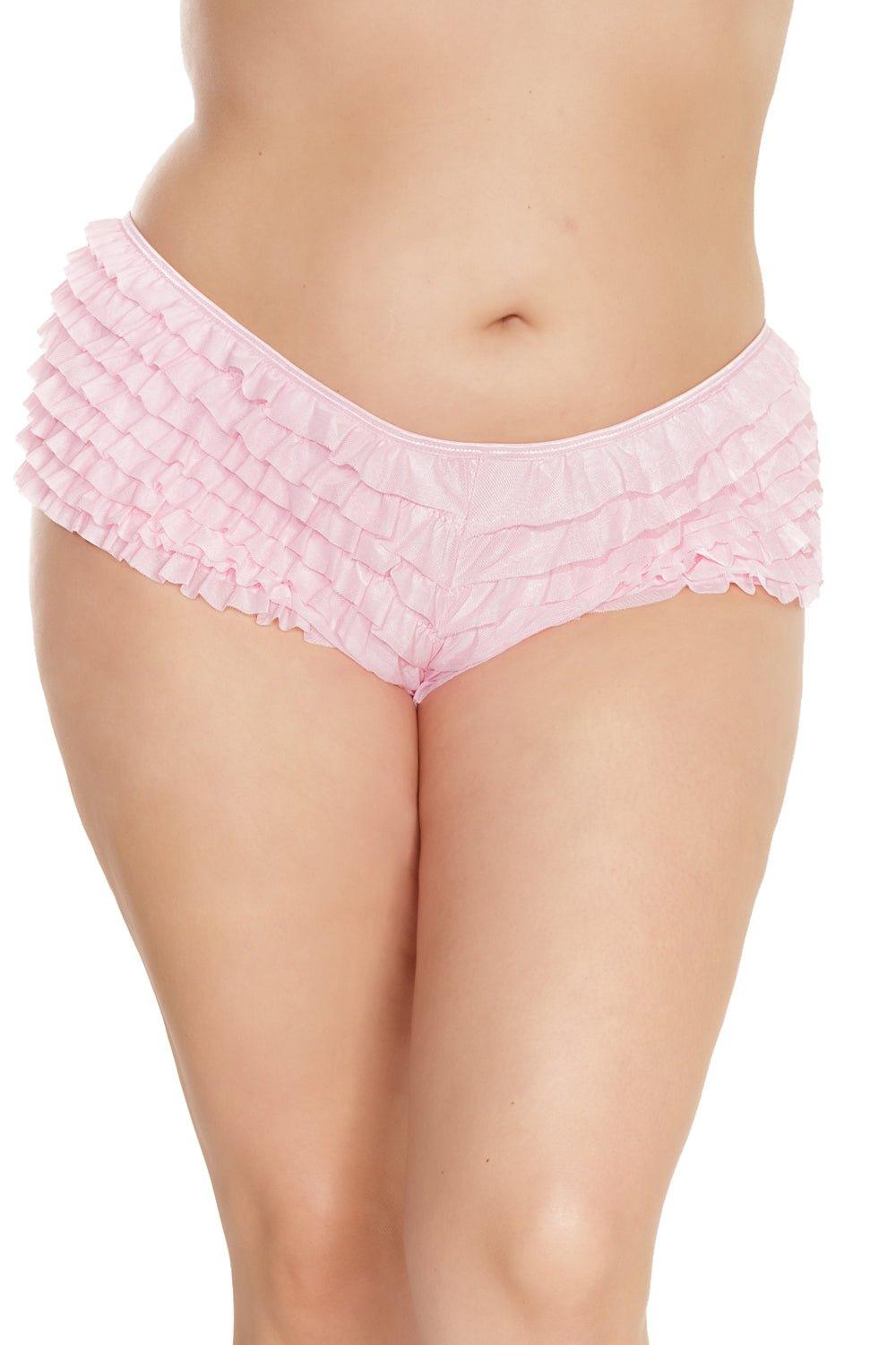 Ruffle Shorts with Back Bow Detail (114) - 114-NPK-OS - Love it Curvy